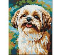 WallustrioaW DIY Cross Stitch Kits,Shih Tzu, Tierhund,Embroidery Kits for Adults Beginners Starter Easy Cross Stitch Patterns Set,40x50cm