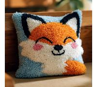 WallustrioaW DIY Latch Hook Set Cushion Cover,Kleiner Fuchs 43x43cm Latch Hook Kit Creative 3D DIY Carpet Knotting Set for Children Adults Gifts