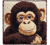 WallustrioaW Knotting Cushion Set,DIY Latch Hook Kits,Süßer Affe 3D Stereo Embroidery Cushion Cover Cross Stitch Sofa for Kids and Adults,43x43cm