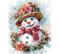 WallustrioaW Kreuzstich,Stickerei Set Kreuzstich Kit,Weihnachtsschneemann,Embroidery Starter Kit Einschließlich Farbe Threads Baumwolle Tuch Nadel Zeichnung,40x50cm