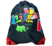 Walser Kinder-Turnbeutel Graffiti, Reisebeutel-Kinder, Sportbeutel, Gymsack, Schuhbeutel für Kinder 39x33,5cm blau
