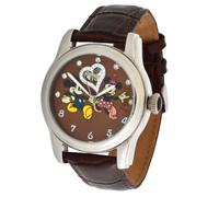 Walt Disney Automatikuhr Edelstahl Mickey & Minnie Mouse Braun Swarovski-Steine