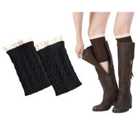 Waltonalice Winter Stulpen Damen stulpensocken Damen Leg Warmers y2k Legwarmers mit Spitze Beinstulpen Damen beinwärmer Stricken Ballett Stulpen für Tanzen Aerobic Kostüm Accessoires Schwarz