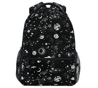 Wamika Rucksack mit Leopardenmuster, für Jungen, Mädchen, Kinder, Schulrucksäcke, Büchertasche, Tagesrucksack, Schwarz, Weltall, 11.5 x 8 x 16 IN, Tagesrucksäcke