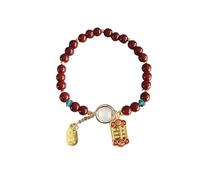 WAMIZEU Hetian Jade Bell Gebets- und Friedensarmband, Glücks-Feng-Shui-Armband, natürliche Jade-Armbänder, chinesischer handgefertigter Schmuck für Mutter, Einheitsgröße, Metall, Kein Edelstein