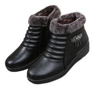 WAMIZEU Verdickte, warme Damen-Stiefeletten, Schneestiefel, Winterschuhe mit Reißverschluss, bequem, mit Fell gefüttert, Stiefel, Schlupfstiefel, warm, rutschfeste Schuhe, schwarz 1, 43 EU