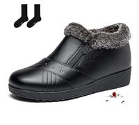 WAMIZEU Verdickte, warme Damen-Stiefeletten, Schneestiefel, Winterschuhe mit Reißverschluss, bequem, mit Fell gefüttert, Stiefel, Schlupfstiefel, warm, rutschfeste Schuhe, Schwarz , 43 EU