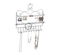Relaxdays Wand Schmuckhalter Eisen Silber 30 cm x 36,5 cm x 3,5 cm 0,3 kg