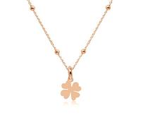 WANDA PLATA Halskette mit Anhänger, vierblättriges Kleeblatt, 925er Silber, Roségold, für Frauen, Choker-Halskette, Glücksbringer in Geschenkbox