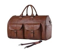 Wandelbare Kleidertasche aus Leder, Handgepäck-Reisetasche, wasserdichter Kleidersack für Damen und Herren, 2-in-1 Hängender Koffer und Anzug-Reisetasche, Geschenke für Business und Reisen, braun,