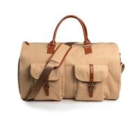 Wandelbare Kleidertasche aus Leder, Handgepäck-Reisetasche, wasserdichter Kleidersack für Damen und Herren, 2-in-1 Hängender Koffer und Anzug-Reisetasche, Geschenke für Business und Reisen, khaki,