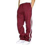 Wander-Sweathose für Herren - Winter-Jogginghose, Freizeithose mit Kordelzug, weites Bein, Baggy, Sweathose, Trainingshose, bequeme gerade Beine, Hose mit Taschen, rot, 34-37