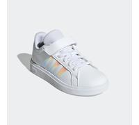 Wanderschuh ADIDAS SPORTSWEAR "GRAND COURT 2.0 KIDS", Kinder, Gr. 33, weiß (cloud weiß, iridescent, ftwr weiß), Synthetik, Textil, Schuhe Wanderschuh, mit Klettverschluss, für Kinder & Jugendliche (46