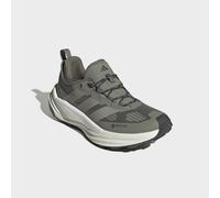 Wanderschuh ADIDAS TERREX "FREE HIKER 3 LOW GORE-TEX", Herren, Gr. 44, grün (olive three, silber pebble, grau six), Synthetik, Textil, Schuhe Wanderschuh, wasserdicht dank Gore-Tex Membrane (28038050-