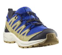 Wanderschuh SALOMON "XA PRO V8 WATERPROOF", Kinder, Gr. 38, blau (bluing, acid lime, schwarz), Synthetik, Textil, Schuhe Wanderschuh, wasserdicht (89251523-38) bluing, acid lime, schwarz