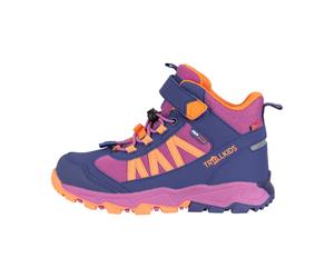 Wanderschuh TROLLKIDS "KIDS TRONFJELL HIKER MID", Kinder, Gr. 32, violet blau, mallow pink, papaya, Synthetik, Schuhe Wanderschuh, wasserdicht (79590314-32) violet blau, mallow pink, papaya