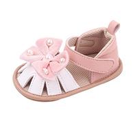 Wanderschuhe für Babys Sommer Kinder Kleinkind Mädchen Sandalen Flachboden Leichte Atmungsaktive Klettverschluss Schleife Perle Elefanten Schuhe 22 (Pink, 19 Infant)