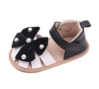 Wanderschuhe für Babys Sommer Kinder Kleinkind Mädchen Sandalen Flachboden Leichte Atmungsaktive Klettverschluss Schleife Perle Elefanten Schuhe 22 (Black, 22 Toddler)
