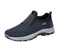 Wanderschuhe Herren Extra Breit Trekkingschuhe rutschfeste Outdoor Schuhe Atmungsaktiv Freizeitschuhe Slip On Walkingschuhe Weit Herren Sneaker mit Fußgewölbestütze Slip-on Schuhe - Leichtgewicht