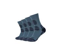 Wandersocken CAMANO "4er Pack", Damen, Gr. 39-42, blau (denim), 81% Polyester, 14% Baumwolle, 4% Elasthan, 1% Polyamid, Colorblocking, Socken (34591618-39) denim