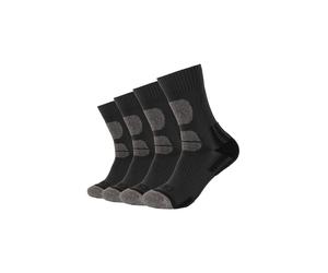 Wandersocken CAMANO "4er Pack", Damen, Gr. 39-42, schwarz (anthrazit melange), 81% Polyester, 14% Baumwolle, 4% Elasthan, 1% Polyamid, Colorblocking, Socken (20310825-39) anthrazit melange