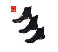 Wandersocken LASCANA ACTIVE, Damen, Gr. 39-42, bunt (1x schwarz, lila, 1x schwarz, rosa, 1x schwarz, grün), Materialmix, gemustert, elastisch, Socken, mit verstärkten Belastungszonen (84653255-39) 1x