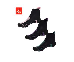 Wandersocken LASCANA ACTIVE, Damen, Gr. 39-42, bunt (1x schwarz, lila, 1x schwarz, rosa, 1x schwarz, grün), Materialmix, gemustert, elastisch, Socken, mit verstärkten Belastungszonen (84653255-39) 1x