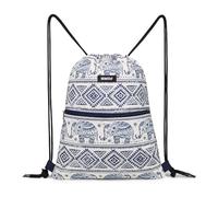 WANDF Rucksack mit Kordelzug Turnbeutel Sportbeutel Gym Bag Mit Aussentasche Verstellbar Tunnelzug Gymsack für Damen Herren Kinder mit Innentasche 11 Liter für Sport und Reisen (C - Elefant)