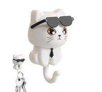 Wandhaken Katze - Klebehaken für Katze, lustig, breite Muster mit Sonnenbrille, starker Haken ohne Bohren, für Wand, Raumdekoration, Hundeleine, Regenschirm, Schlüssel, Organizer