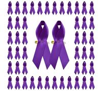 Wandic 100 Stück Satin-Broschen mit Sicherheitsnadeln für Bauchspeicheldrüsenkrebs, Alzheimer, Lupus, häusliche Gewalt, 7,5 x 4 cm, Violett