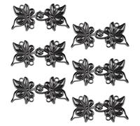 WANDIC 4,1 x 1,9 cm Umhang-Verschlüsse, 6 Paris-Schmetterlings-Form, Nähknöpfe, Haken und Ösen, Frosch-Verschlüsse, Weste, Umhang, Hemd, Rucksack-Clips