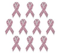 WANDIC Broschen mit rosa Schleife, Brustkrebs-Anstecknadeln, mit Diamanten, für öffentliche Wohltätigkeitsorganisationen, Spendenaktionen, 10 Stück, Metall