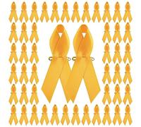 WANDIC Goldband mit Sicherheitsnadeln, 100 Stück Kindheitskrebs-Bewusstseinsnadeln, Goldband-Brosche für Party, Event, Zubehör, Kleidung, Dekoration