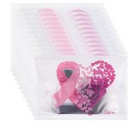 WANDIC Kulturbeutel aus EVA-Kunststoff, 50 Stück, Oktober, Rosa, Make-up-Tasche, Schleife, Herzmuster, 20 x 15,5 cm, transparent, Kosmetik-Aufbewahrungstasche, wiederverwendbar, Reißverschluss