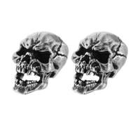 WANGCL 2 Stück Totenkopf Schlüsselbandperlen Europäische Messingperlen Mit Antiken Silbernen Perlen Mit Großem Loch Für Paracord Schlüsselanhänger Armbänder Und Halloween Accessoires