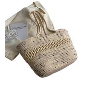 wangfq Korbtaschen Damen Stricksets, Stoff, Khaki, Strandtasche, großes Fassungsvermögen, handgefertigt, Stroh, Sommerurlaub, Freizeittasche, Damentaschen, Einkaufstaschen Basttaschen Damen Sommer(C)