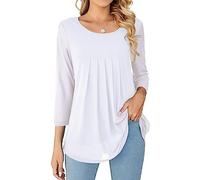 WANGZHI Bluse Damen Dressy Rundhalsausschnitt Double Layers Mesh Tunika Blusen