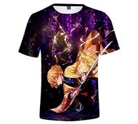 WANHONGYUE Anime 3D Druck T-Shirt für Demon Slayer Herren Damen Crew Neck Top Sommer Kurzarm Pullover Tee Shirt 503/1 XL