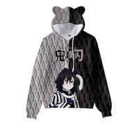 WANHONGYUE Anime Iguro Obanai 3D Print Hoodie Sweatshirt Women's Cartoon Long Sleeve Pullover Girls Cat Ears Hooded Sweater, Obanai M