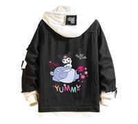 WANHONGYUE Anime Jeansjacke Hoodie Denim Jacket Langarm Trucker Jacke Übergangsjacke Frühling Herbst Kapuzenjacke Mantel für Damen Mädchen