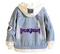 WANHONGYUE Anime JoJo’s Bizarre Adventure Denim Jacket Jeansjacke Damen Herren Hoodie Freizeitjacke Cosplay Kapuzenpullover Sweatshirt Mäntel Blau/4 XL