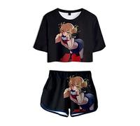 WANHONGYUE Anime My Hero Academia 3D Druck T-Shirt und Kurze Hosen Damen Mädchen Crop Top und Shorts Zweiteiler Anzug Set 1029/22 XL
