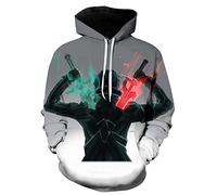 WANHONGYUE Anime Sword Art Online SAO 3D Digitaldruck Kapuzenpullover Hoodie Cosplay Kostüm Pulli Sweatshirt Tops Mäntel Grau M