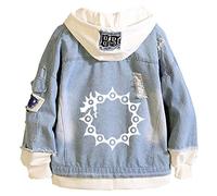 WANHONGYUE Anime The Seven Deadly Sins Nanatsu No Taizai Jeansjacke Hoodie Denim Jacket Unisex Kapuzenpullover Sweatshirt Mantel Blau/12-M