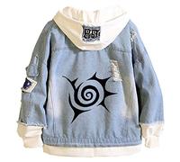 WANHONGYUE Anime The Seven Deadly Sins Nanatsu No Taizai Jeansjacke Hoodie Denim Jacket Unisex Kapuzenpullover Sweatshirt Mantel Blau/4-4XL