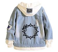 WANHONGYUE Anime The Seven Deadly Sins Nanatsu No Taizai Jeansjacke Hoodie Denim Jacket Unisex Kapuzenpullover Sweatshirt Mantel Blau/2-M