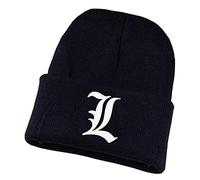 WANHONGYUE Death Note Anime Beanie Strickmütze für Damen und Herren Unisex Weiche Cuffed Plain Hat Warme Winter Mütze Skullcap Schwarz/3