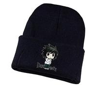 WANHONGYUE Death Note Anime Beanie Strickmütze für Damen und Herren Unisex Weiche Cuffed Plain Hat Warme Winter Mütze Skullcap Schwarz/11