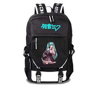 WANHONGYUE Hatsune Miku Anime Cosplay Schultasche Laptop Backpack Rucksack mit USB-Ladeanschluss Schwarz / 4