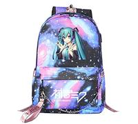WANHONGYUE Hatsune Miku Backpack Student Büchertasche Mädchen Schultasche 15,6-Zoll-Laptop-Rucksack für Anime-Liebhaber Blue Galaxy / 2